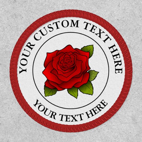 Red Rose Custom Text Icon Logo Patch