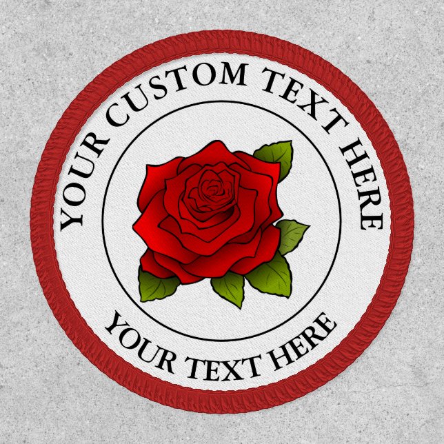 Red Rose Custom Text Icon Logo Patch (Front)