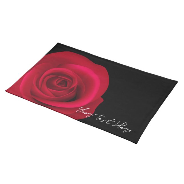 Red Rose | Custom Text Valentine's Day  Placemat (On Table)