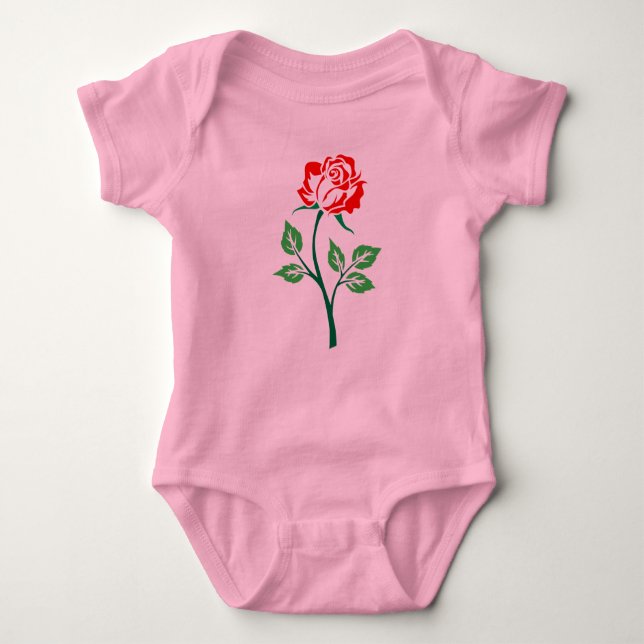 Red Rose Customizable Baby Bodysuit (Front)