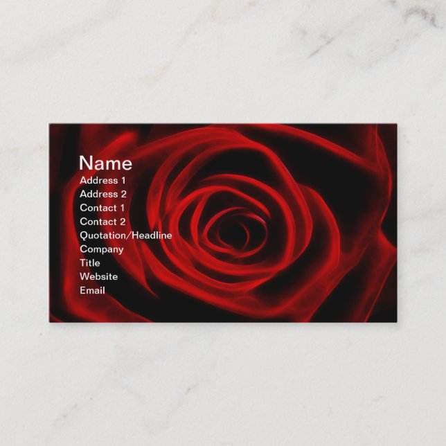 Red Rose depth of love Business Card (Front)