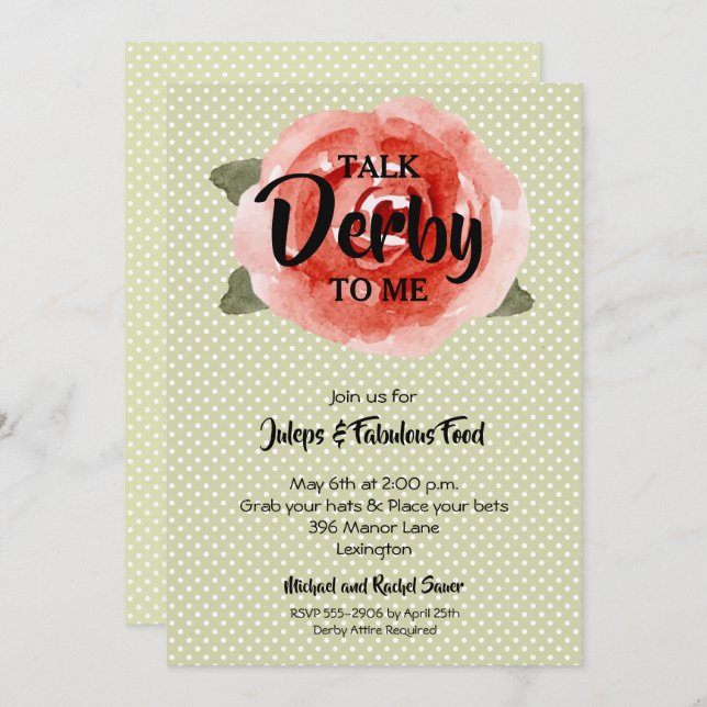 Red Rose Derby Party Invitation (Front/Back)