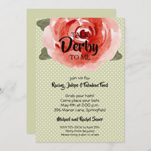 Red Rose Derby Party Invitations