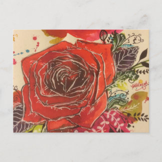 red rose design postcard