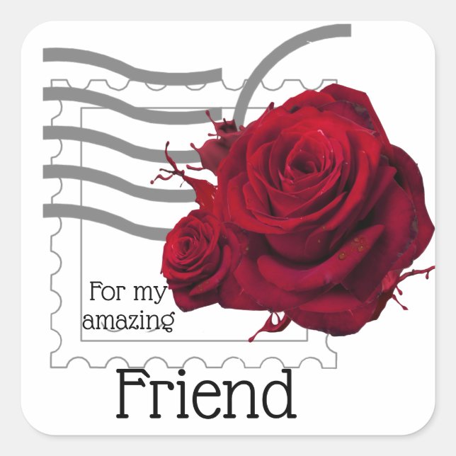 Red Rose design Square Sticker (Front)