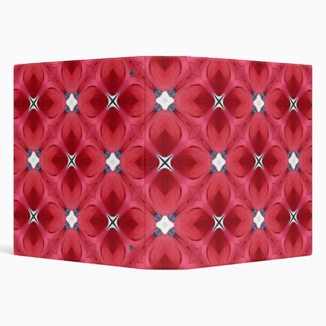 Red Rose Diamond Geometric Pattern 3 Ring Binder (Background)