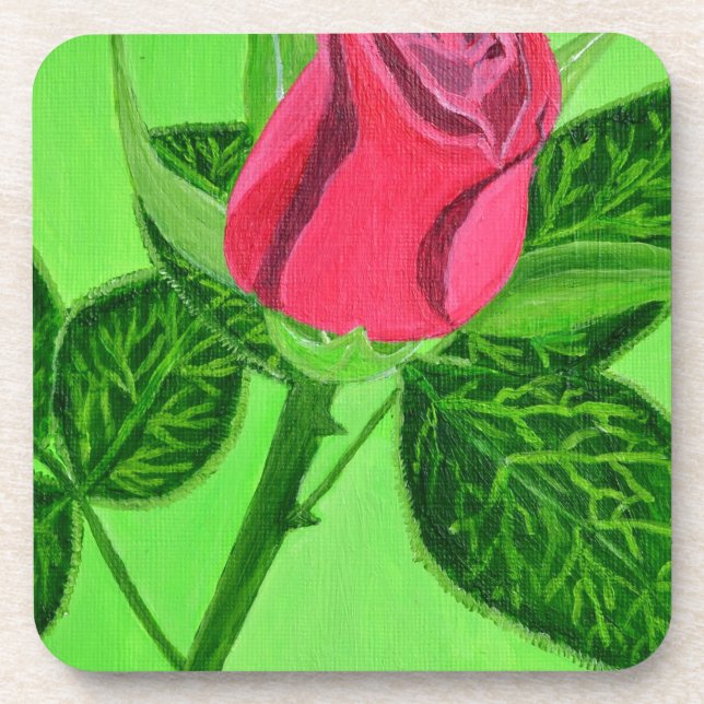 Red Rose Drink Coaster (Front)