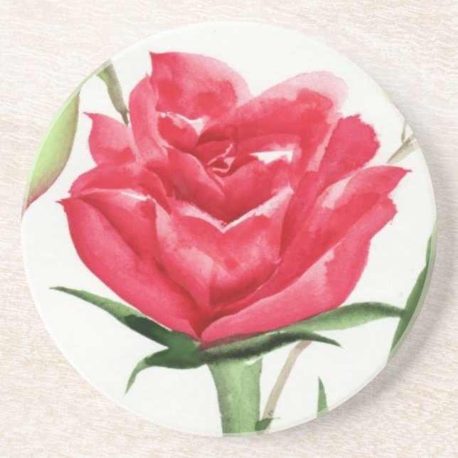 Red Rose Drink Coaster (Front)