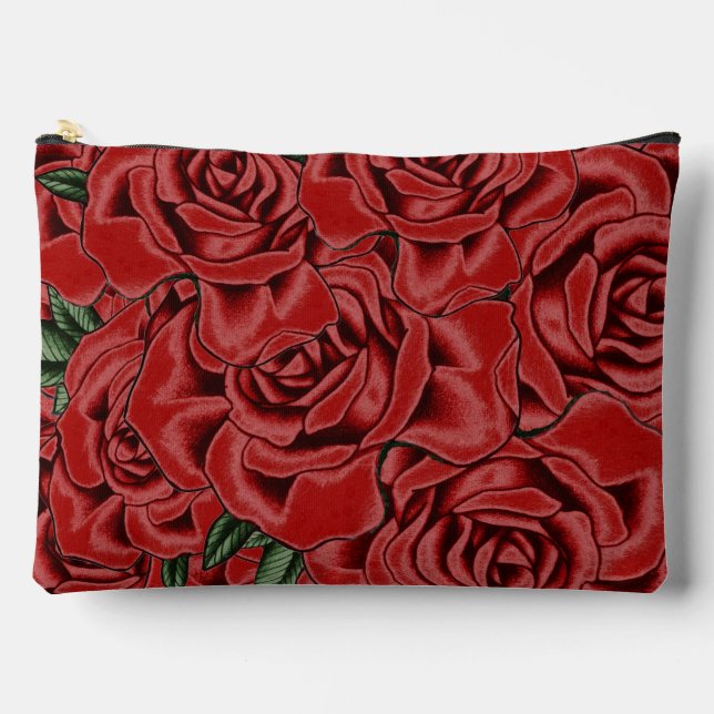 Red Rose Elegance Accessory Pouch (Front)
