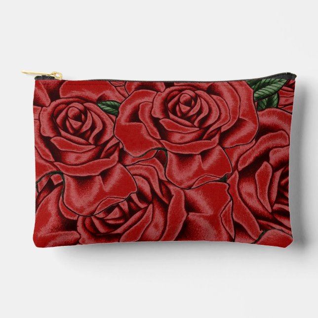 Red Rose Elegance Accessory Pouch (Front)