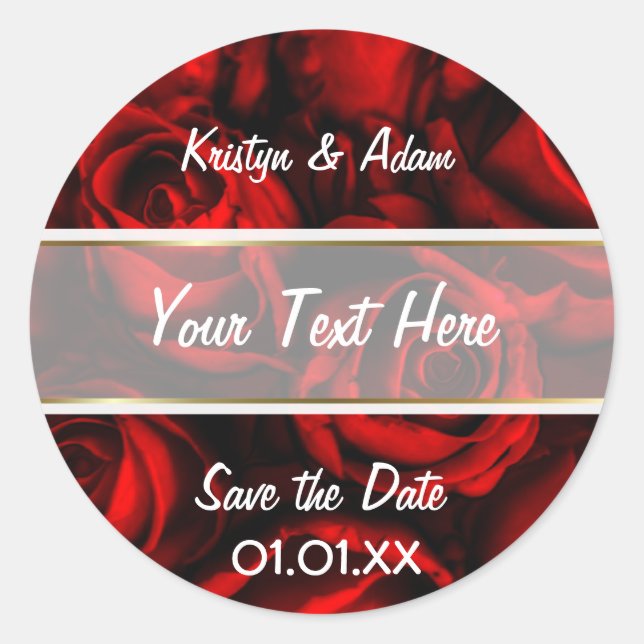 Red Rose Elegance Classic Round Sticker (Front)