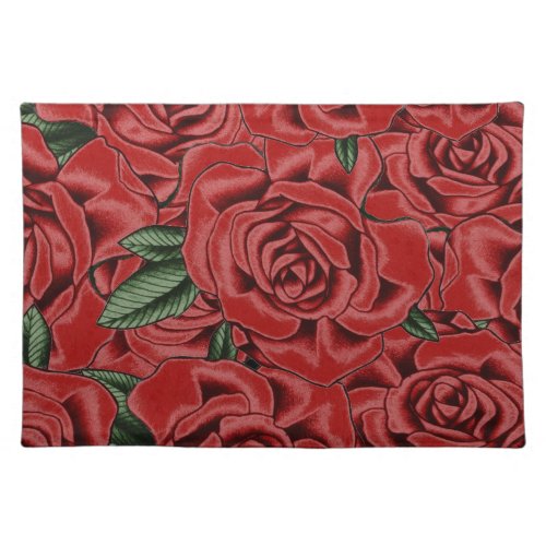Red Rose Elegance Cloth Placemat