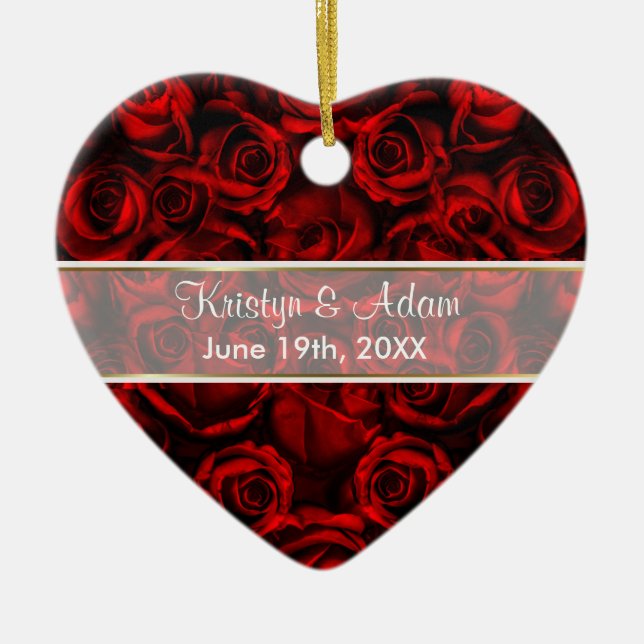 Red Rose Elegance - Customize Ceramic Ornament (Front)