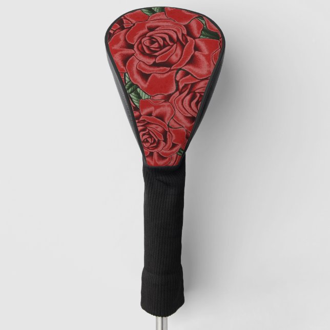 Red Rose Elegance Golf Head Cover (Front)