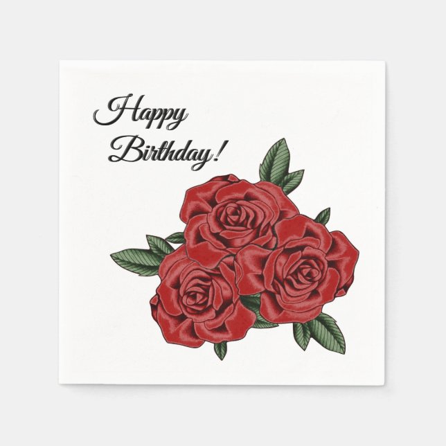 Red Rose Elegance Napkins (Front)