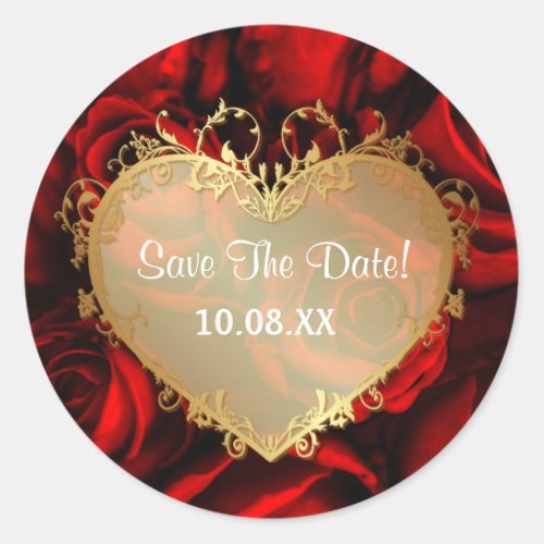 Red Rose Elegance _  Save the Date Round Classic Round Sticker