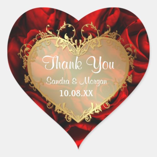 Red Rose Elegance _  Thank You Heart Sticker