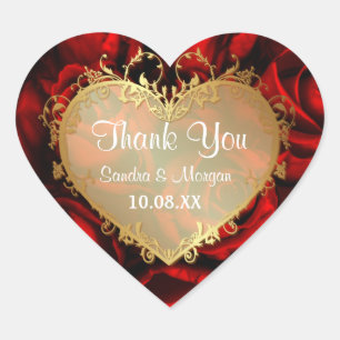 Red Rose Elegance -  Thank You Heart Sticker