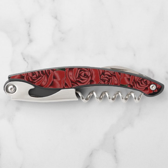 Red Rose Elegance Waiter's Corkscrew (Front)