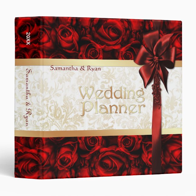 Red Rose Elegance - Wedding Planner Binder (Front/Spine)