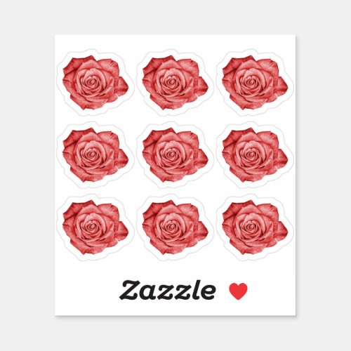 Red Rose Elegant Floral Planner  Scrapbook Sheet Sticker
