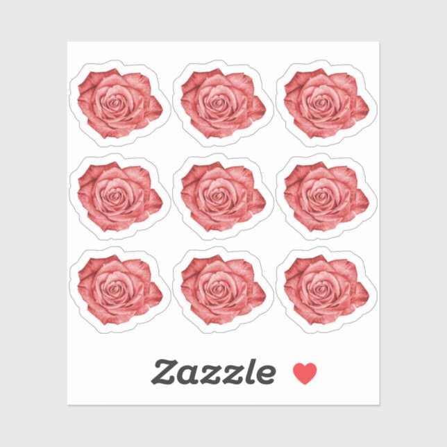 Red Rose Elegant Floral Planner / Scrapbook Sheet Sticker (Sheet)