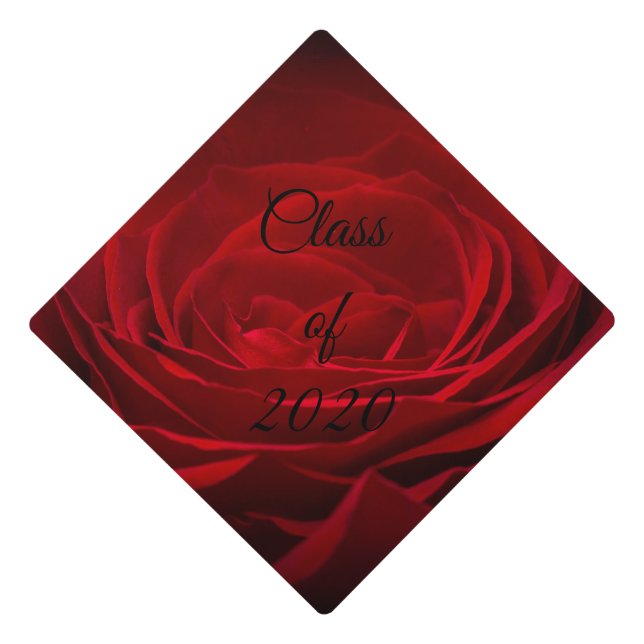 Red Rose Elegant Photo Graduation Cap Topper (Front)