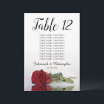 Red Rose Elegant Wedding Table Seating Chart Large<br><div class="desc">These beautiful table number cards will make it easy for your guests to find their seats at your wedding reception. They feature a simple yet elegant design with script calligraphy lettering and a single long-stemmed red rose lying on its side reflecting in water. The card includes a seating chart with...</div>