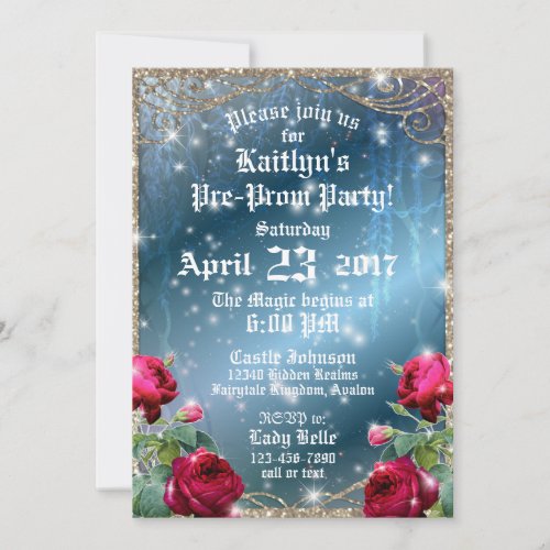 Red Rose Enchanted Garden Pre_Prom Party Invitation