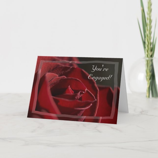 Red Rose Engagement Congratulations Card (Front)
