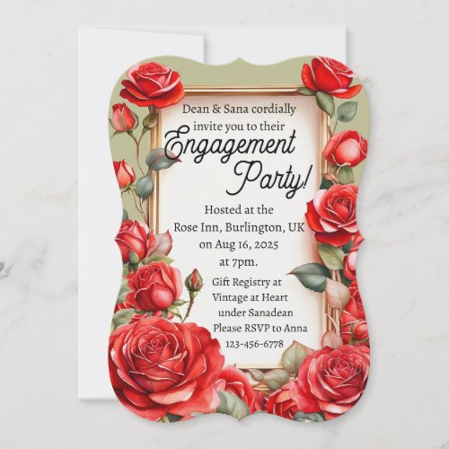 Red Rose Engagement Invitations