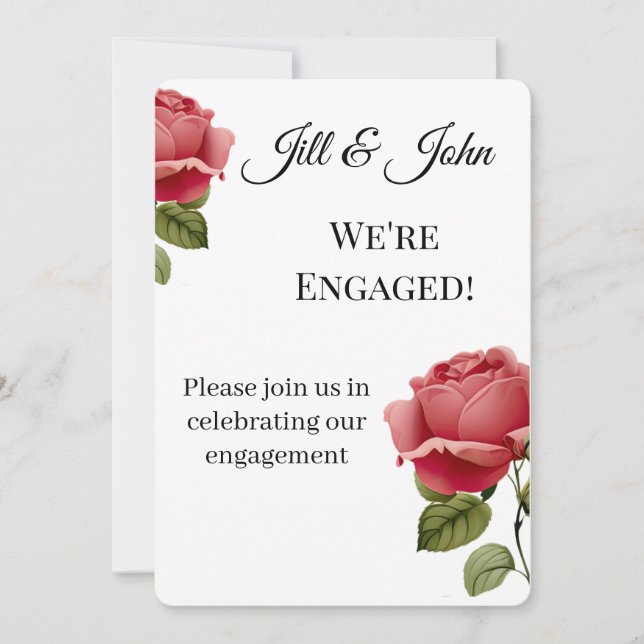 Red Rose Engagement Romantic Wedding Invitation (Front)