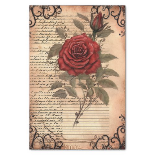 Red Rose Ephemera Tissue Paper