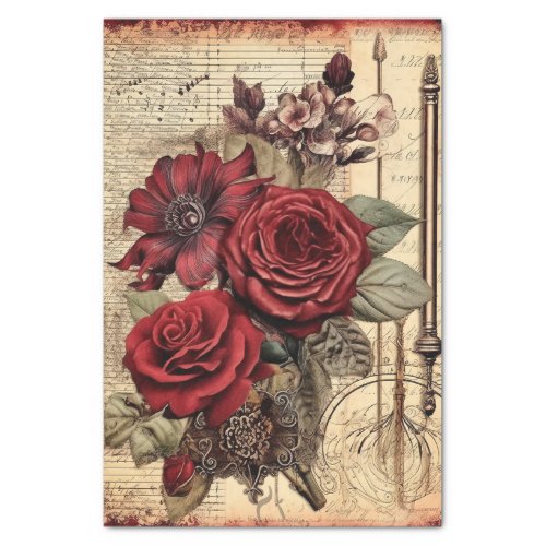 Red Rose Ephemera Tissue Paper