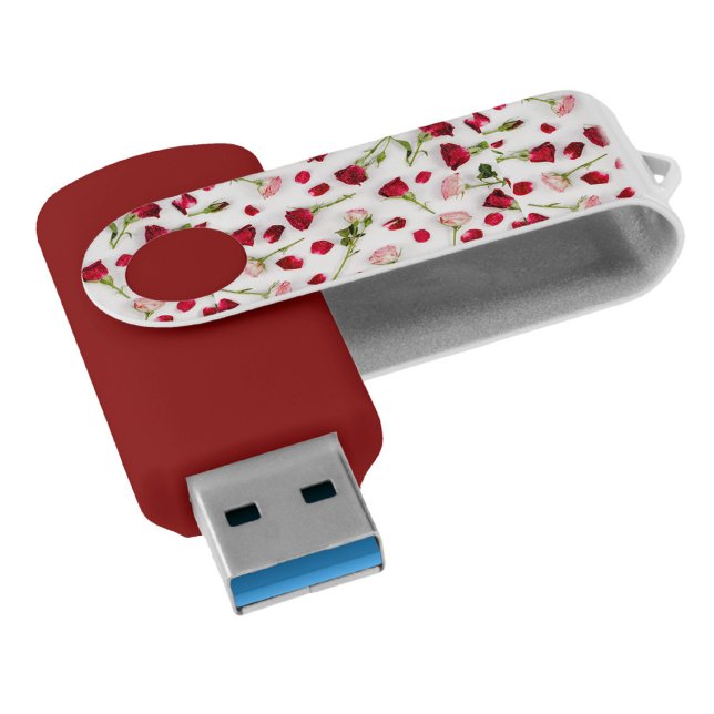 Red Rose  Flash Drive (Make your file transfers a breeze with a customizable USB swivel flash drive!)