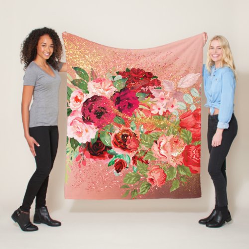 Red Rose  Fleece Blanket