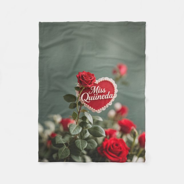 Red Rose Fleece Blanket, Small (Front)