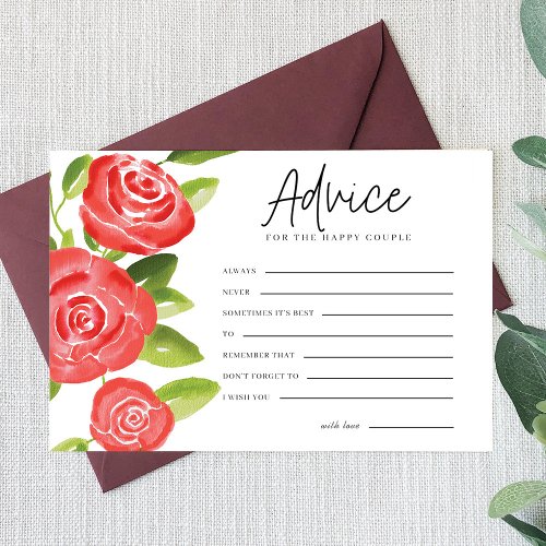 Red Rose Floral Advice Card