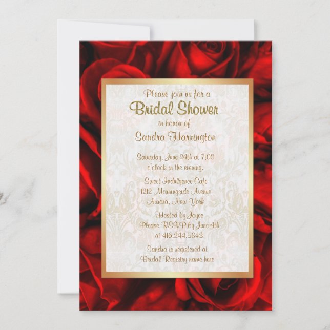 Red Rose Floral Bridal Shower Invitation (Front)