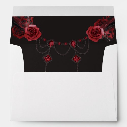 Red Rose Floral  Crystal 2 _ Black Envelope