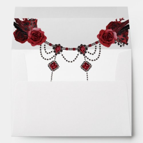 Red Rose Floral  Crystal 2 Envelope