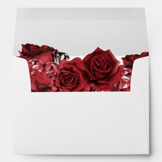 Red Rose Floral & Crystal Envelope (Back (Bottom))