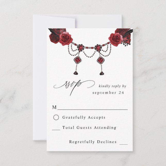 Red Rose Floral & Crystal w Meal RSVP 2 (Front)