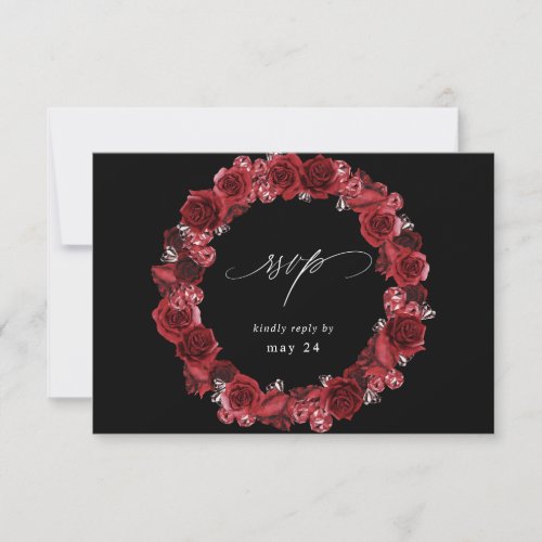 Red Rose Floral  Crystal w Meal RSVP _ Black