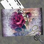 Red Rose Floral Ephemera Decoupage Tissue Paper