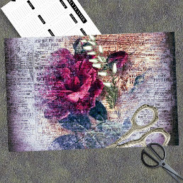 Red Rose Floral Ephemera Decoupage Tissue Paper