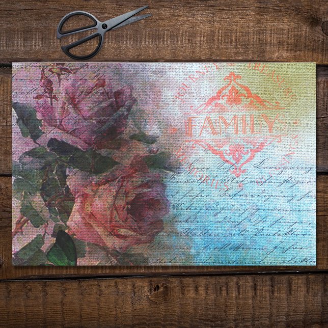 Red Rose Floral Family Ephemera Decoupage Tissue Paper (Creator Uploaded)
