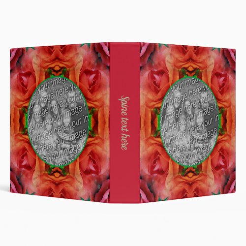 Red Rose Floral Frame Add Your Own Photo  3 Ring Binder