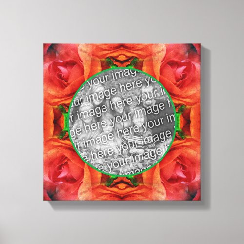 Red Rose Floral Frame Create Your Own Photo  Canvas Print