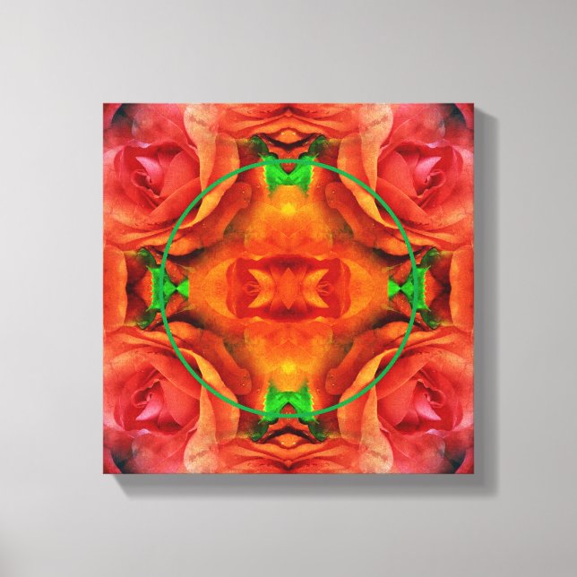 Red Rose Floral Frame Create Your Own Photo  Canvas Print (Front)